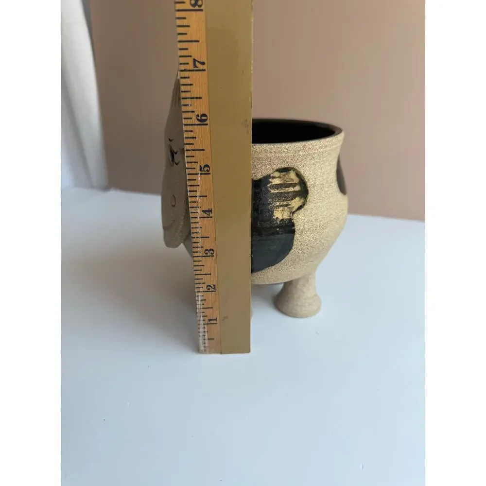Handmade Pottery Cow Planter | Signed Mara Cute Animal Decor Ceramic Plant Pot